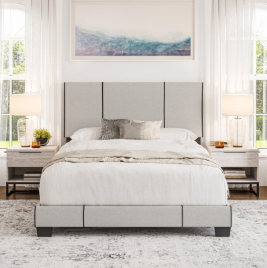 Luxury Cloud Bed Frame with Premium Bouclé Upholstered Headboard